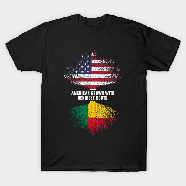 American Grown with Beninese Roots USA Flag T-Shirt by silvercoin